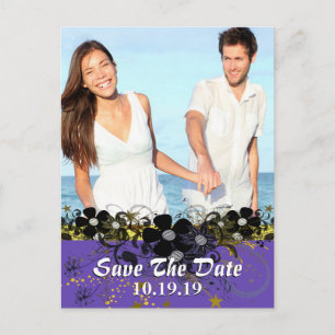 Save the Date with YOUR Photo -Yellow and  Lilac Announcement Postcard