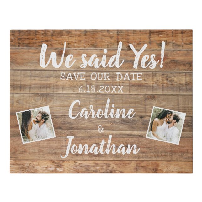 Save the Date Wooden Sign for Engagement Photo (Front)