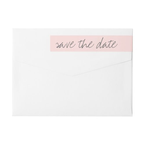 Save the date wraparound address label blush pink wrap around label