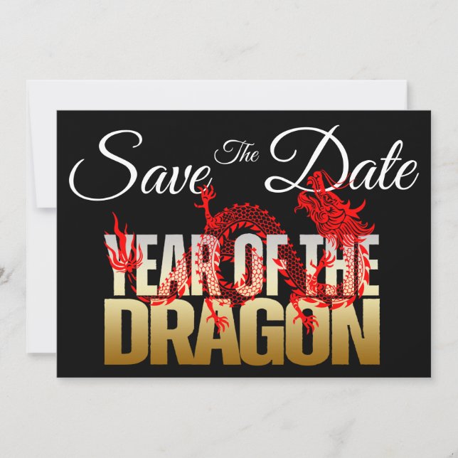 Save The Date Year Of The Dragon Wedding Invitation (Front)