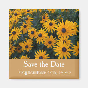 save the date, yellow daisy flowers magnet