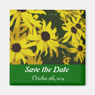 Save the Date, yellow daisy flowers. Magnet