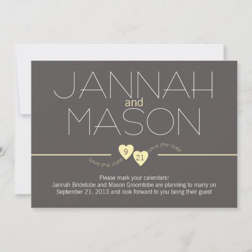 Save the Date Yellow Hearts