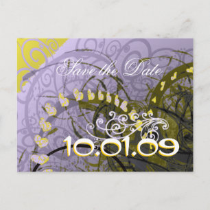 Save The Date Yellow Hearts - Announcement Postcard