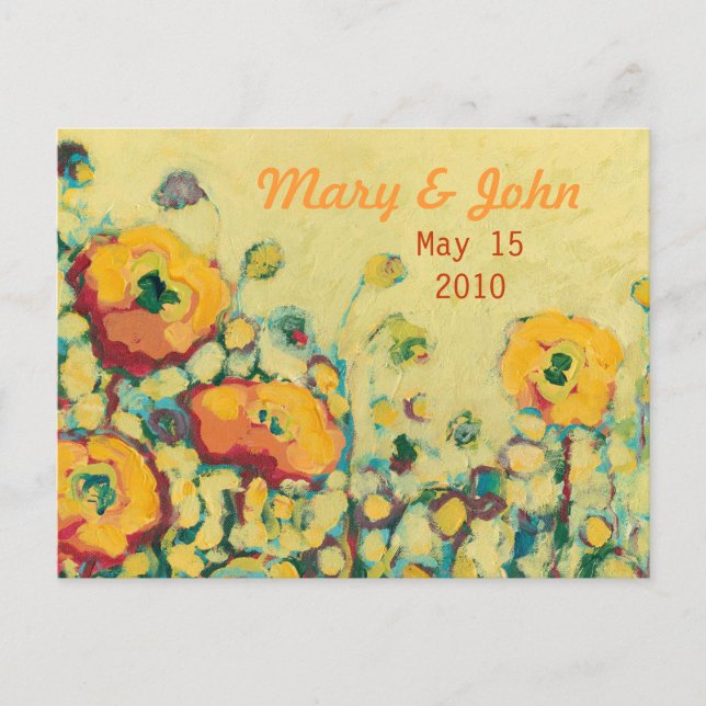 Save the Date Yellow & Orange Poppy Postcard (Front)