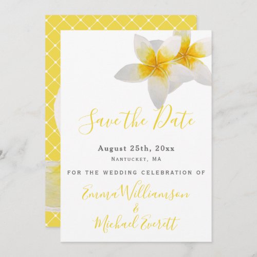 Save the Date  Yellow Tropical Flowers Wedding