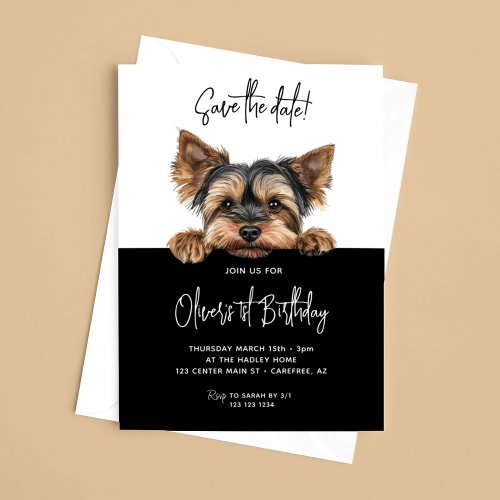 Save the Date Yorkshire Terrier 1st Birthday