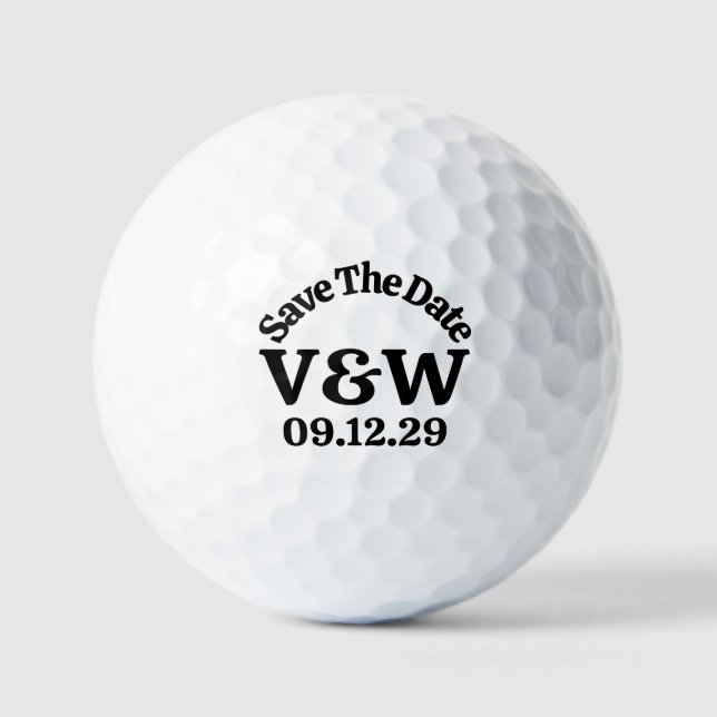 SAVE THE DATE Your Monogram Initial & Wedding Date Golf Balls (Front)