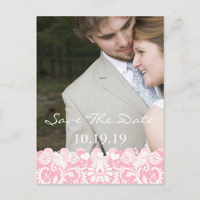Save The Date Your Photo - Cabaret Pink Sweet Lila Announcement Postcard (Front)
