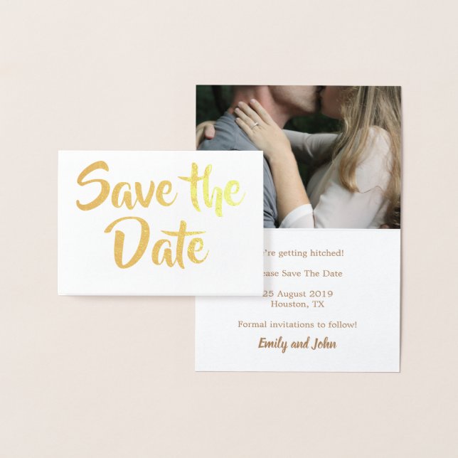 Save The Date/Your Photo/Gold Kraft Foil Card (Display)