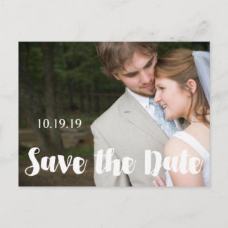 Save The Date Your Photo Hand Lettered Announcement Postcard