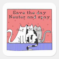 Save the Day, Neuter and Spay Square Sticker
