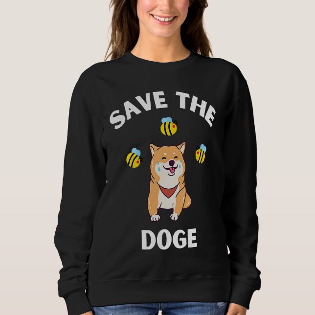 Save The Doge Cute Doge With Bees Gamer Gaming Sweatshirt (Front)