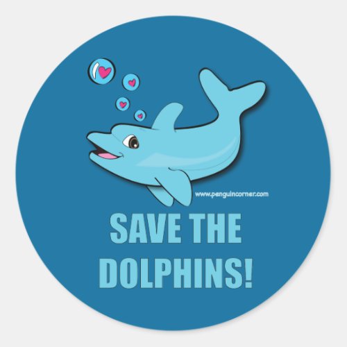 Save the Dolphins Classic Round Sticker