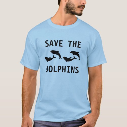 Save The Dolphins Mens Blue T_shirt