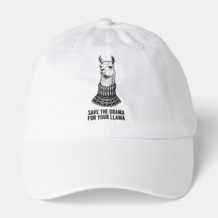 Save The Drama For Your Llama Funny Quote Woodcut Hat