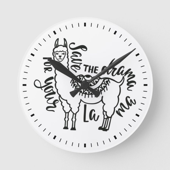 Save The Drama For Your Llama Round Clock (Front)