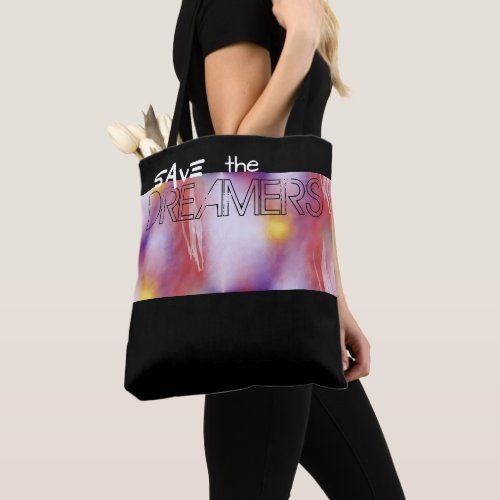 Save the Dreamers Abstract Digital Art Black Tote