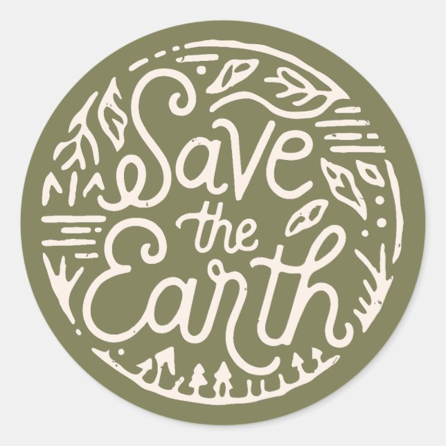 Save the earth classic round sticker (Front)