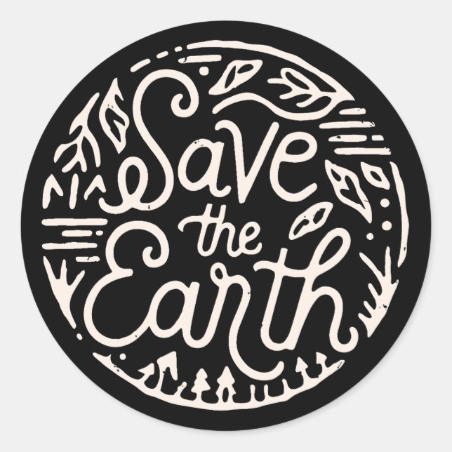 Save the earth classic round sticker (Front)