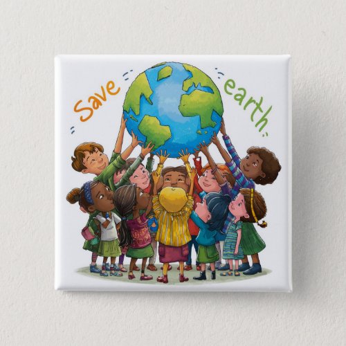 Save The Earth Kids Earth Day Button