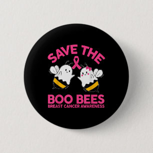 Save The Ees Boo Bees Breast Cancer Halloween Wome Button