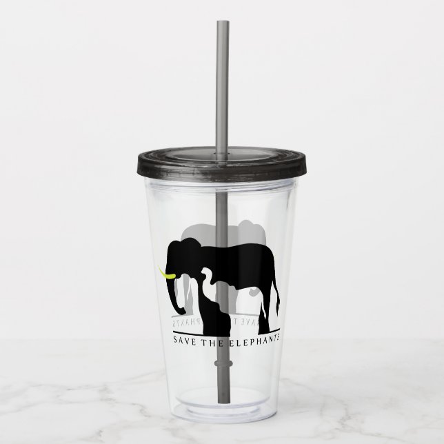 Save the Elephants Acrylic Tumbler (Front)