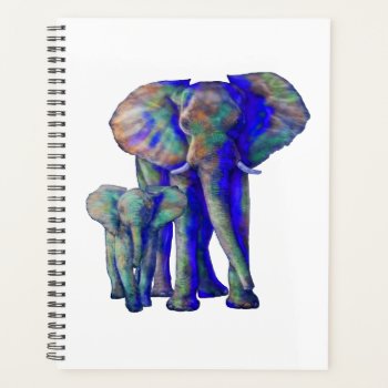 Save The Elephants Art Animal Lover Mama And Baby Planner by packratgraphics at Zazzle