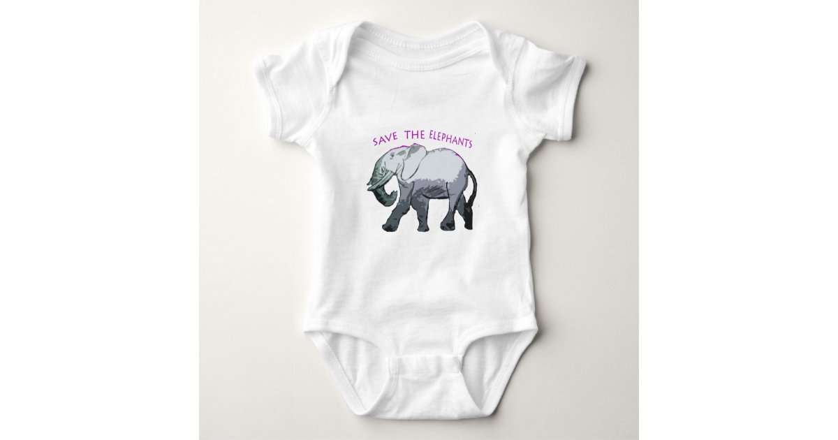 Save the Elephants! Baby Bodysuit