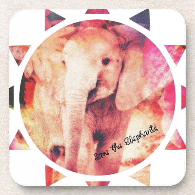 Save the Elephants, Baby Eelephant Sunshine Beverage Coaster (Front)