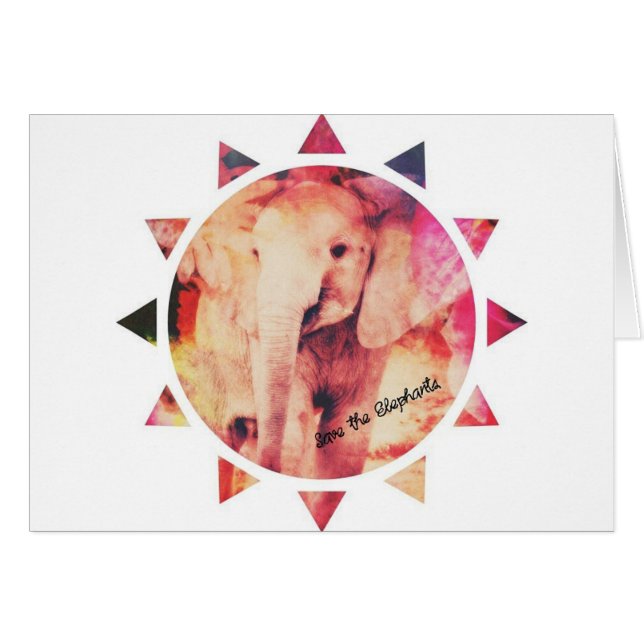 Save the Elephants, Baby Elephant Sunshine Cards (Front Horizontal)