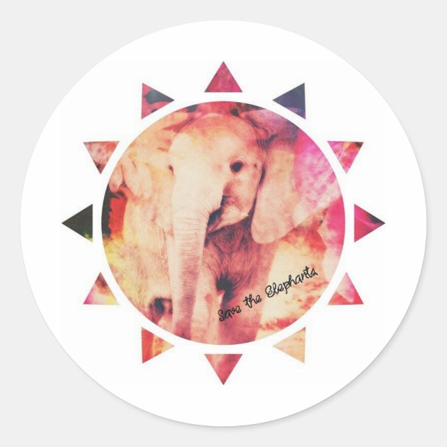 Save the Elephants, Baby elephant Sunshine Classic Round Sticker (Front)