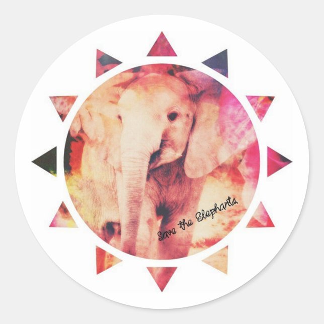 Save the Elephants, Baby Elephant Sunshine Classic Round Sticker (Front)