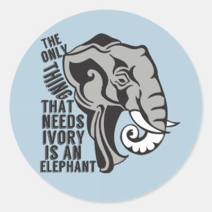 Save the Elephants Ban Trophy Hunting Classic Round Sticker