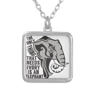 Save the Elephants Ban Trophy Hunting Silver Plated Necklace