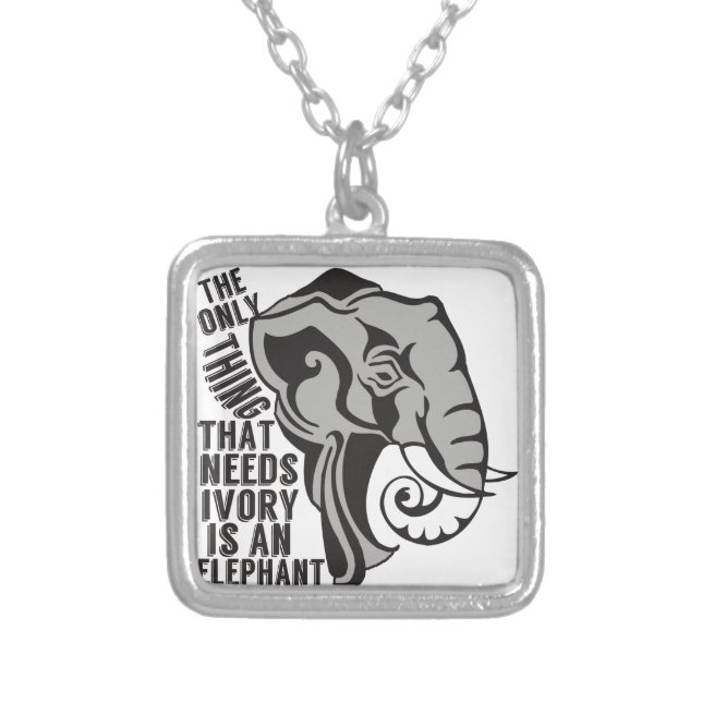 Save the Elephants Ban Trophy Hunting Silver Plated Necklace (Front)