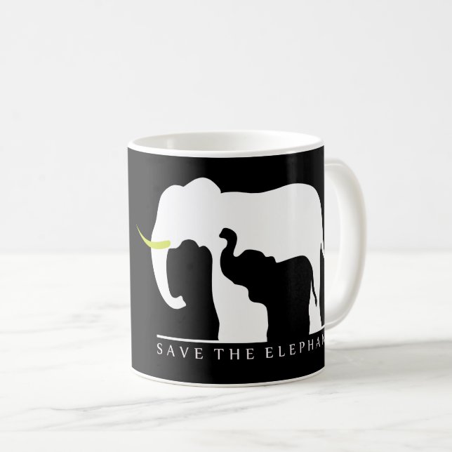 Save the Elephants (black) Coffee Mug (Front Right)