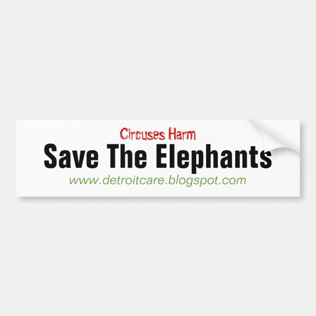 Save The Elephants Bumper Sticker (Front)