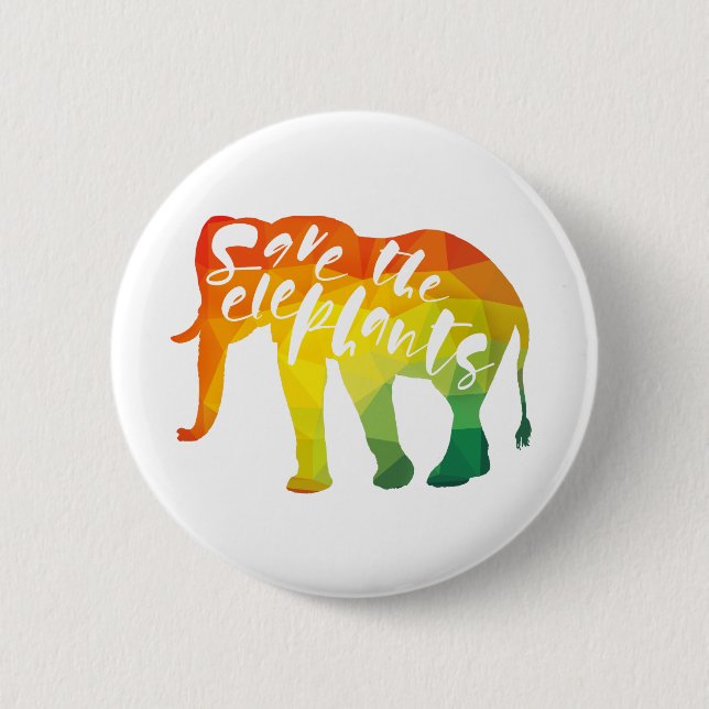 Save the Elephants. Calligraphy, Graphical Art Pinback Button (Front)
