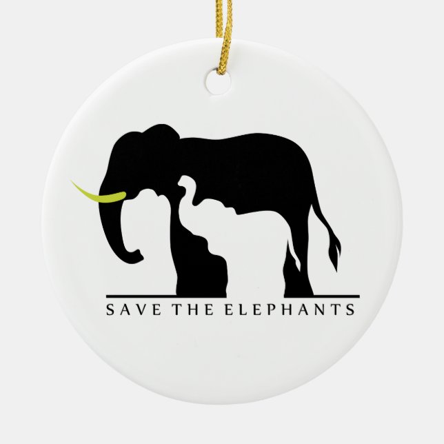 Save the Elephants Ceramic Ornament (Front)