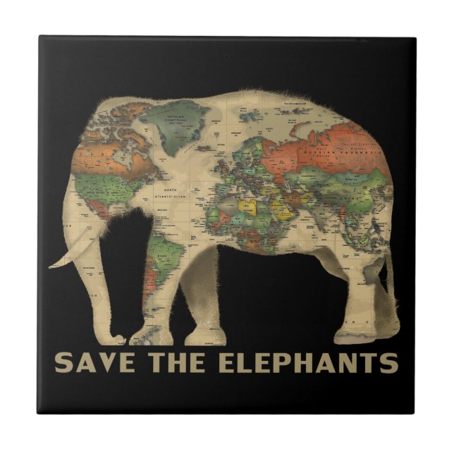 Save the elephants Ceramic Photo Tile (Front)