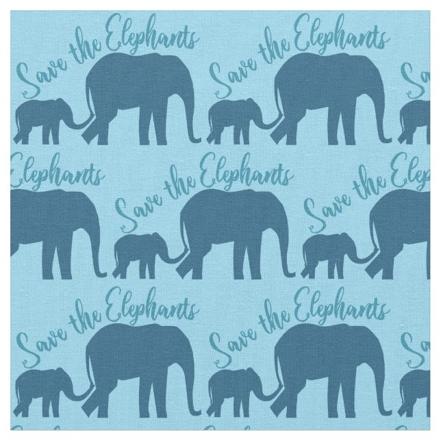 Save the Elephants Fabric (Close Up)