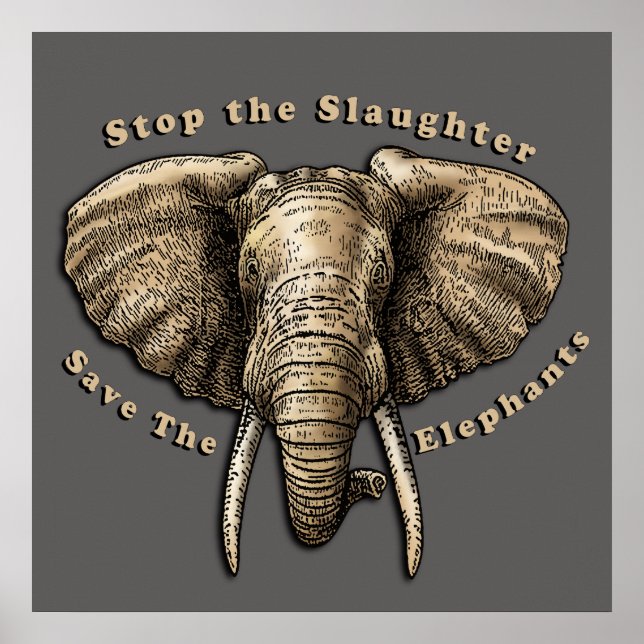 Save the Elephants Graphic Poster (Front)