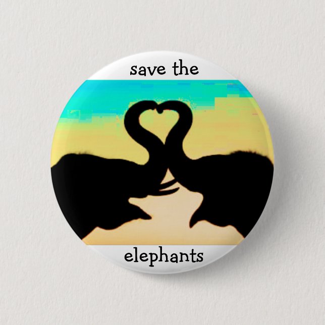 Save the Elephants heart trunks Button (Front)