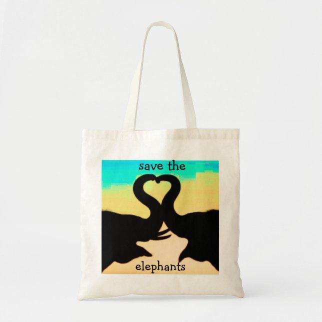 Save the Elephants heart trunks Tote Bag (Front)