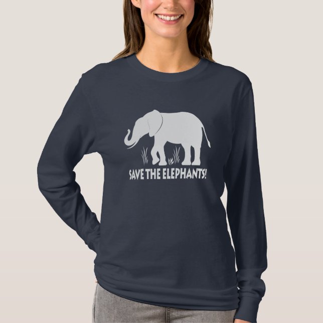 Save the Elephants in Silhouette T-Shirt (Front)