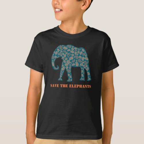 Save the Elephants Kids Custom Black T_shirt