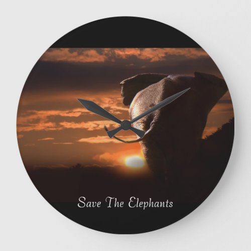 Save The Elephants  Large Clock