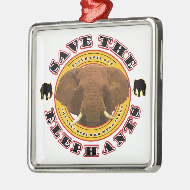 Save the Elephants Metal Ornament (Left)