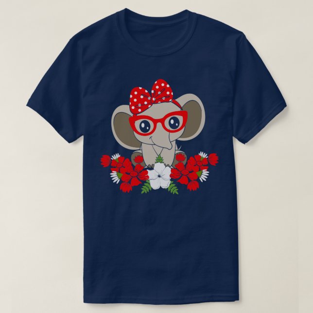 Save the Elephants Mom Red Bow World Elephant Day T-Shirt (Design Front)